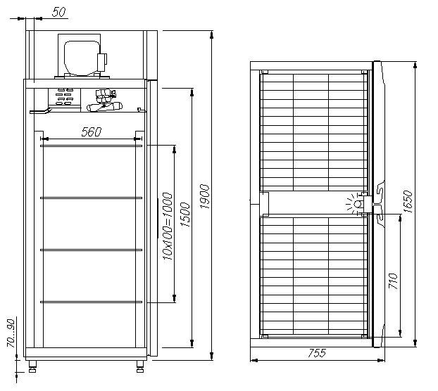 Морозильный шкаф CARBOMA F1400 INOX 
