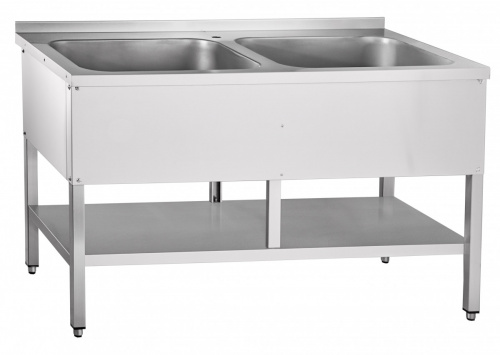 Ванна моечная двухсекционная ВМП-6-2-5РН (с полкой) 
