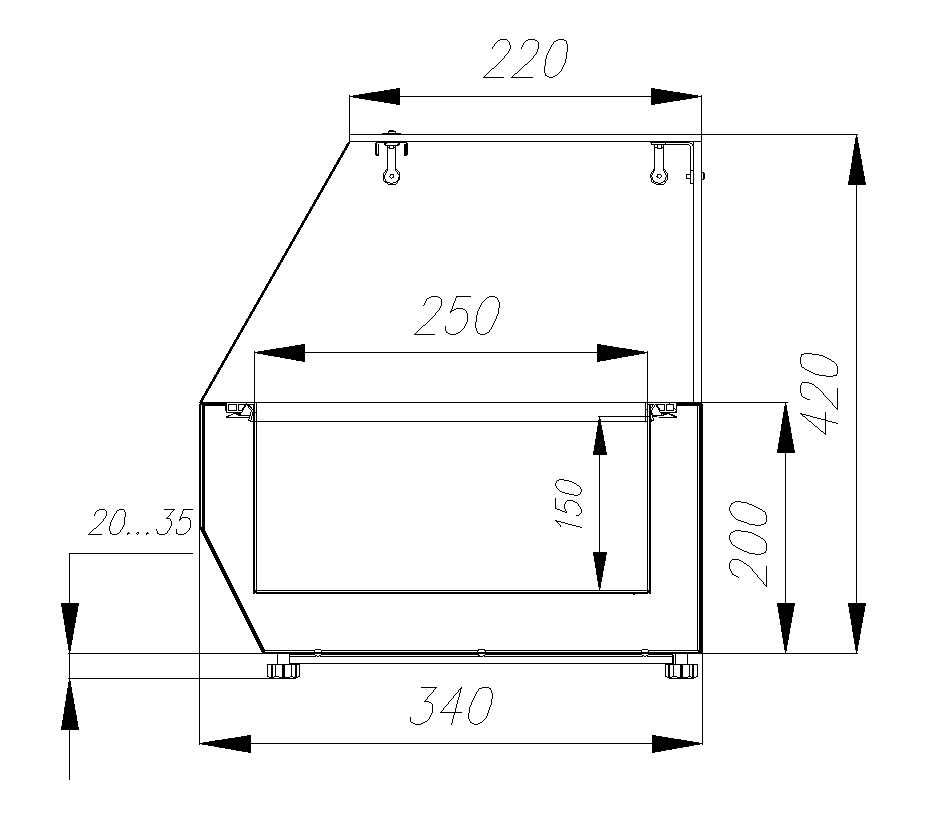 Холодильная витрина CARBOMA IKI A30 SM 1,2‑G (5 GN 1/4) 