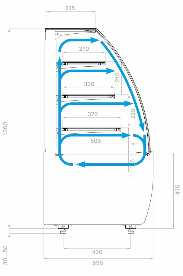 Кондитерская витрина CARBOMA FLANDRIA 2 LIGHT K70 VM 1,3‑1 2.0 