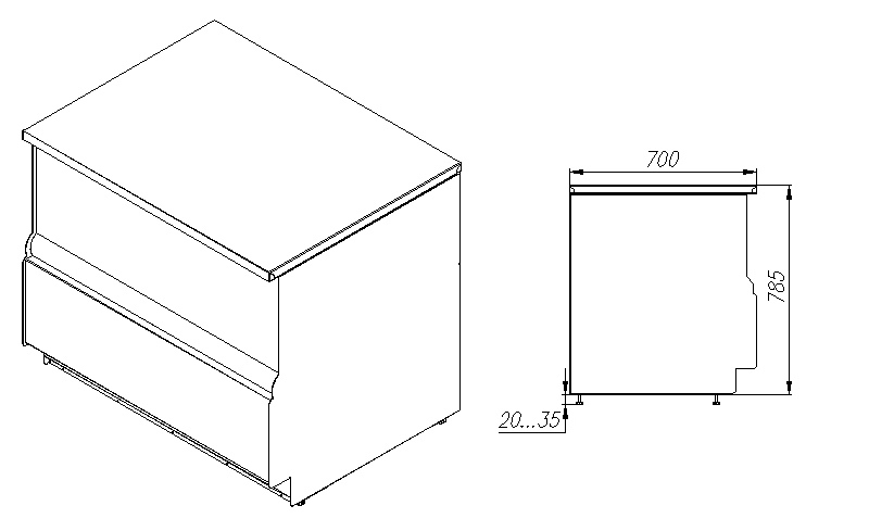 Неохлаждаемый прилавок CARBOMA CUBE KC70 N 0,6‑7 (П‑0,6) 